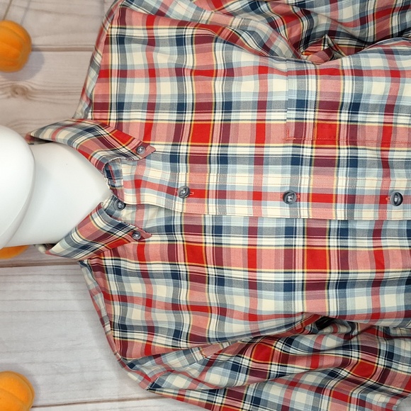 Cabela’s Mens Red Blue Plaid Outfitter Series Shirt M Med Lk New - Picture 4 of 8